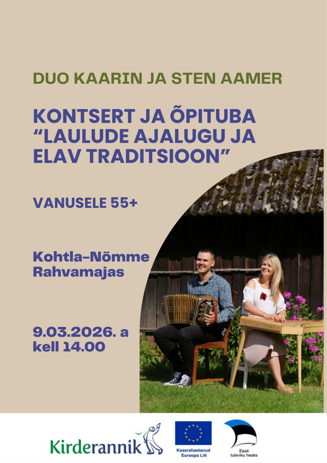 Laulude ajalugu ja elav traditsioon – õpituba ja kontsert Kohtla-Nõmmel  // Duo Kaarin ja Sten