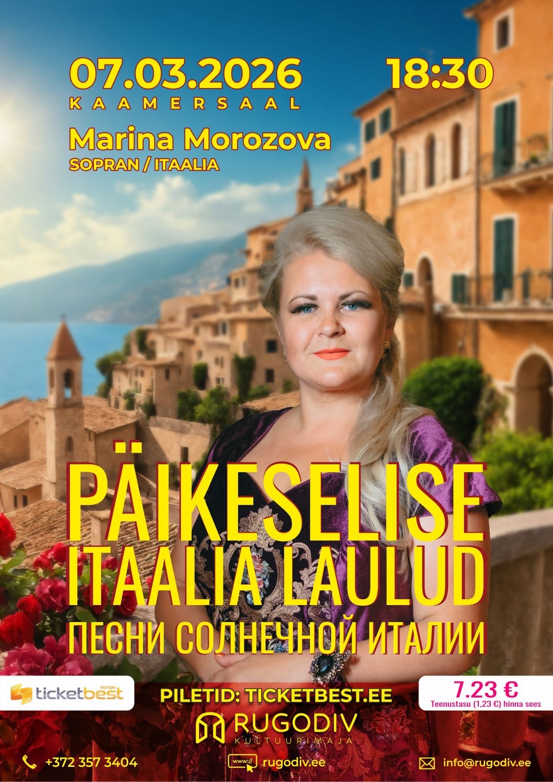 “Päikeselise Itaalia laulud”. Esineb Marina Morozova (sopran)