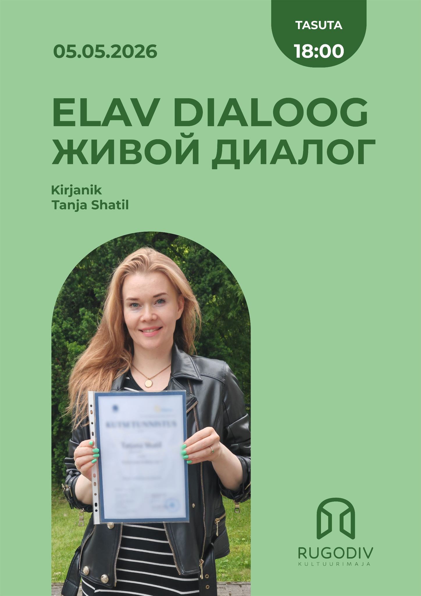 Live dialogue with writer Tanja Shatil