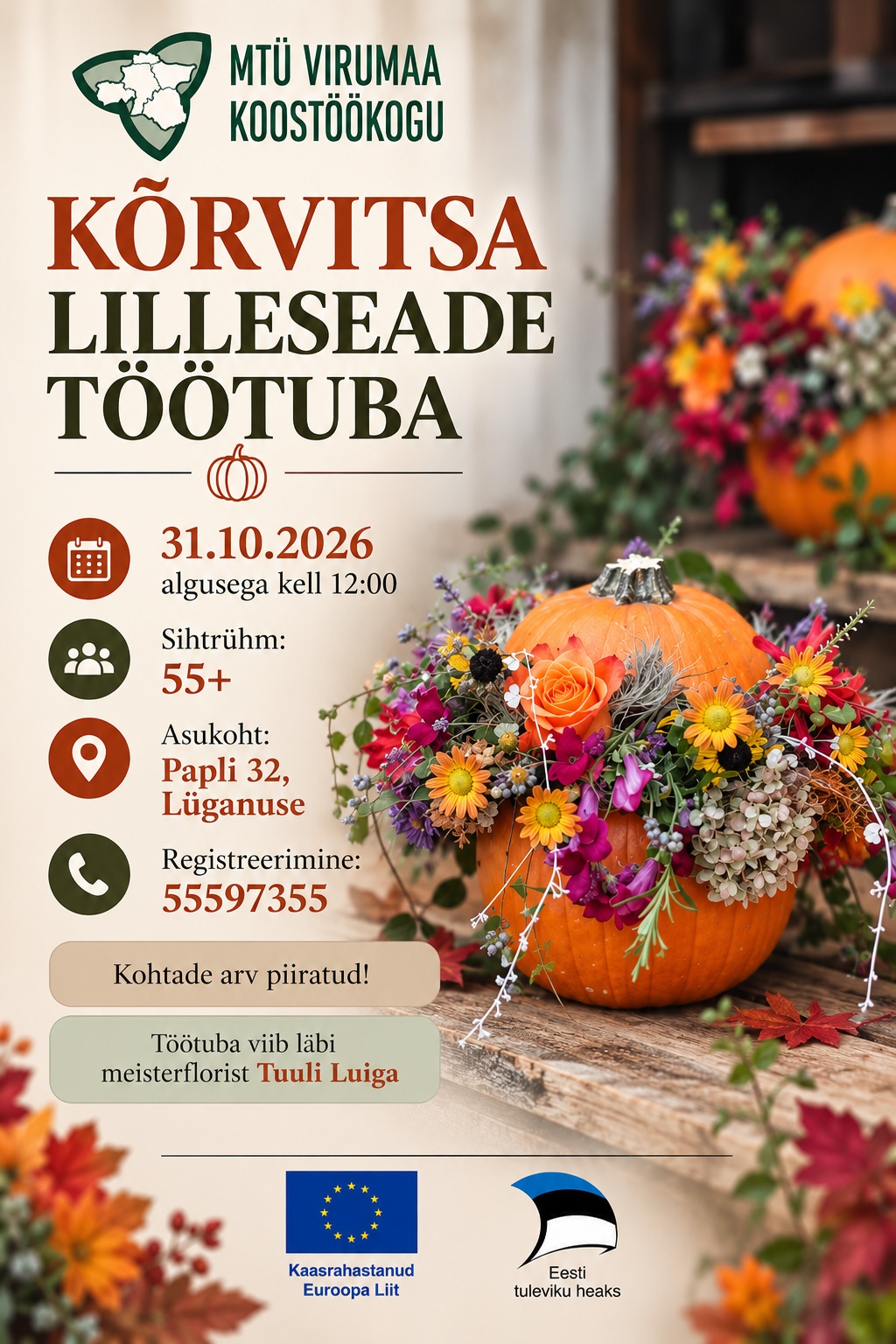 Kõrvitsa lilleseade töötuba